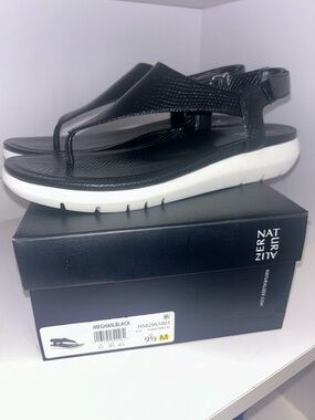 Naturalizer Meghan Black Textured Sandals Size 9.5 Comfort Slingback NEW